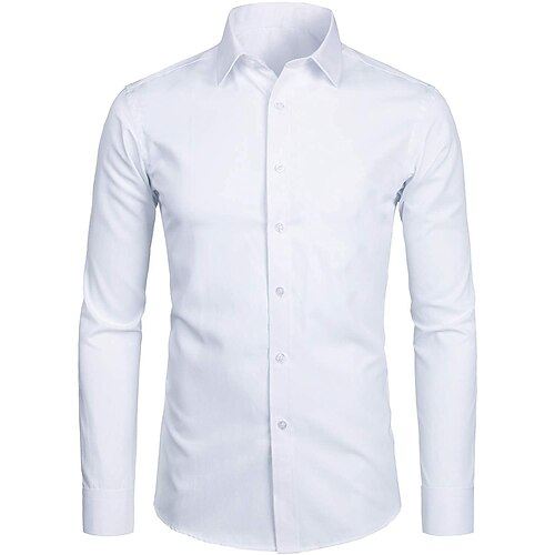 

Hombre Camisa para Vestido Abotonar la camisa Camisa de cuello Vino Negro Blanco Manga Larga Plano Cuello Boda Trabajo Ropa