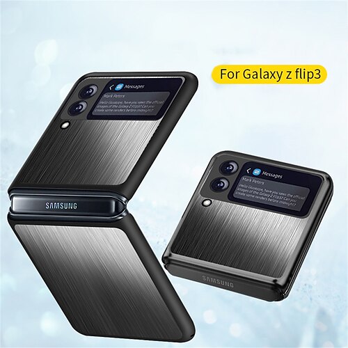 

Phone Case For Samsung Galaxy Full Body Case Z Flip 3 Shockproof Dustproof Solid Colored Stainless Steel