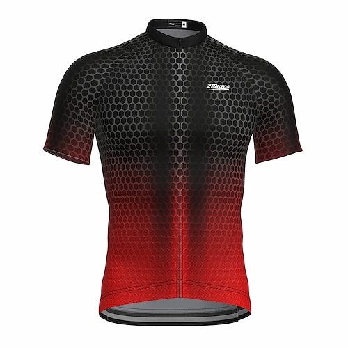 

21Grams Men's Cycling Jersey Short Sleeve Bike Top with 3 Rear Pockets Mountain Bike MTB Road Bike Cycling Breathable Quick Dry Moisture Wicking Reflective Strips Red Gradient Polyester Spandex Sports