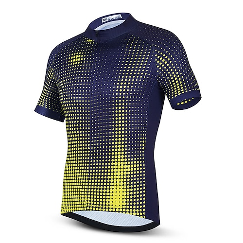 

21Grams Men's Cycling Jersey Short Sleeve Bike Top with 3 Rear Pockets Mountain Bike MTB Road Bike Cycling Breathable Quick Dry Moisture Wicking Reflective Strips Dark Blue Polka Dot Polyester Spandex