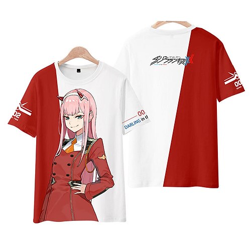 

Darling in the Franxx Null to 02 T-skjorte Anime Tegneserie Animé 3D Harajuku Graphic T-Trøye Til Herre Dame Unisex Voksne 3D-utskrift 100% Polyester