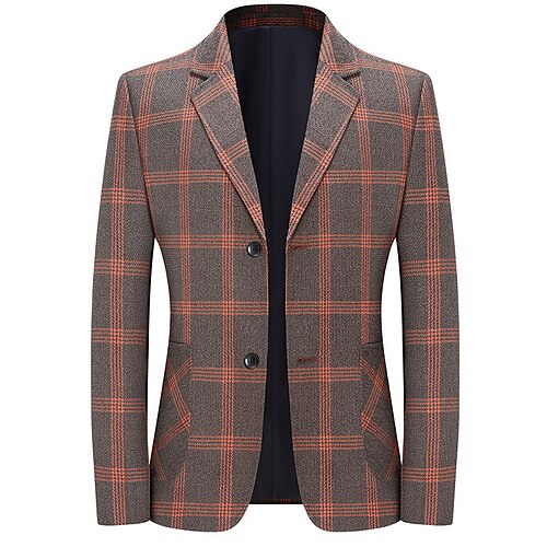 

Men's Casual Blazer Regular Regular Fit Plaid / Check Blue Orange 2022