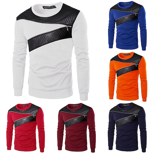 

Hombre Pull-over Rojo tinto Azul Piscina Verde Ejército Gris Ligero Naranja Cuello Barco Bloque de color Retazos Cremallera Casual Diario Festivos Ropa deportiva Casual Grande y alto Primavera Otoño