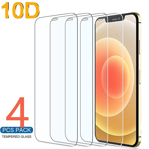 

[Paquete de 4] Teléfono Protector de Pantalla Para Apple iPhone 14 Pro Max iPhone 13 Pro Max 12 Mini 11 X XR XS Max 8 7 Vidrio Templado Dureza 9H Anti Burbujas Anti-Huellas Alta definición (HD) A