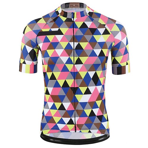 

21Grams Men's Cycling Jersey Short Sleeve Bike Top with 3 Rear Pockets Mountain Bike MTB Road Bike Cycling Breathable Quick Dry Moisture Wicking Reflective Strips Blue Pink Polyester Spandex Sports