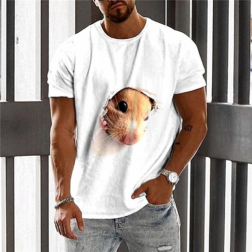 

Herren Unisex T Shirt Tier Grafik-Drucke Rundhalsausschnitt Weiß 3D-Druck Outdoor Strasse Kurzarm Bedruckt Bekleidung Sport Designer Casual Groß und hoch / Sommer / Sommer