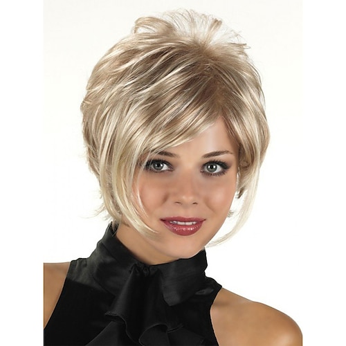 

Synthetic Wig Curly With Bangs Machine Made Wig Short A1 Synthetic Hair Women's Cosplay Soft Fashion Blonde / Daily Wear / Party / Evening / Daily