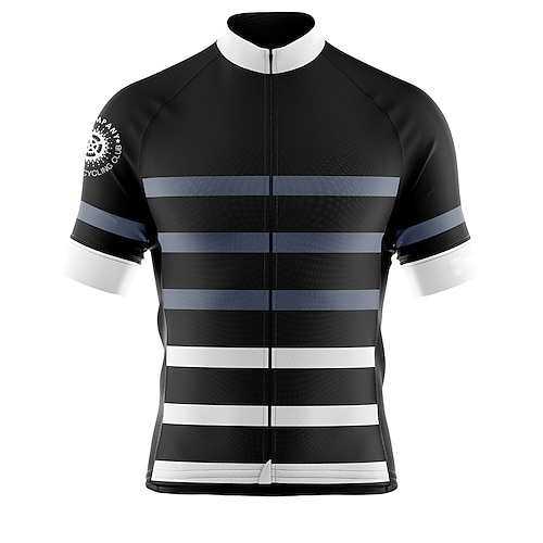

21Grams Men's Cycling Jersey Short Sleeve Bike Top with 3 Rear Pockets Mountain Bike MTB Road Bike Cycling Breathable Quick Dry Moisture Wicking Reflective Strips Black Stripes Polyester Spandex