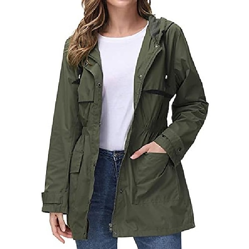 

Raincoat Women Lightweight Waterproof Rain Jackets Outdoor Hiking Long Raincoats Waterproof with Hood Windbreaker Outwear Rain Jacket Trench Coat