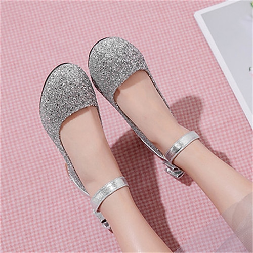 

Women's Heels Daily Summer Bowknot Chunky Heel Round Toe Sweet Synthetics Ankle Strap Solid Colored Silver Gold Rosy Pink