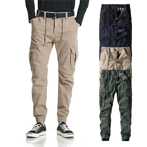 

Men's Cargo Pants Hiking Pants Trousers Military Summer Outdoor Regular Fit Ripstop Multi Pockets Wear Resistance Scratch Resistant Pants / Trousers Bottoms Drawstring Black Army Green Cotton Camping