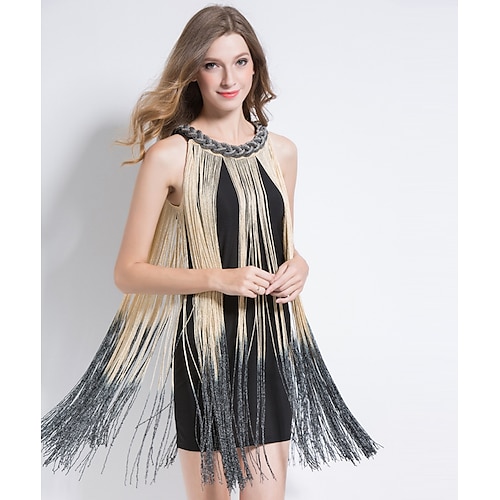 

Gatsby le magnifique Charleston Les rugissantes années 20 1920s Robe de cocktail Robe vintage Robe à clapet Robe de bal Femme Franges Costume Vintage Cosplay Soirée / Fête Fête de Mariage Festival