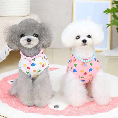 

Dog Cat Vest Heart Cute Sweet Dailywear Casual / Daily Dog Clothes Puppy Clothes Dog Outfits Soft White Pink Costume for Girl and Boy Dog Cotton S M L XL 2XL