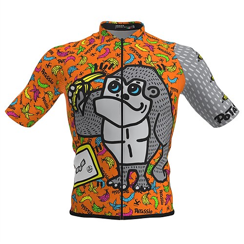

21Grams Men's Cycling Jersey Short Sleeve Bike Top with 3 Rear Pockets Mountain Bike MTB Road Bike Cycling Breathable Quick Dry Moisture Wicking Reflective Strips Orange Animal Fruit Polyester Spandex