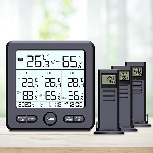 

Digital Thermometer with 3pcs Wireless Sensors Indoor Outdoor Weather Station TS-6210 Temperature detector home improve