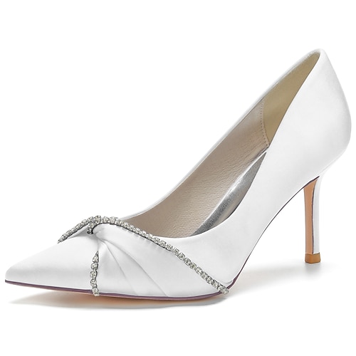 

Damen Hochzeit Schuhe Abendschuhe Hochzeit Hochzeits-Heels Sommer Funkelnder Glitzer Stöckelabsatz Spitze Zehe luxuriös Elegant Klassisch Satin Halbschuhe Einfarbig Wein Schwarz Weiß