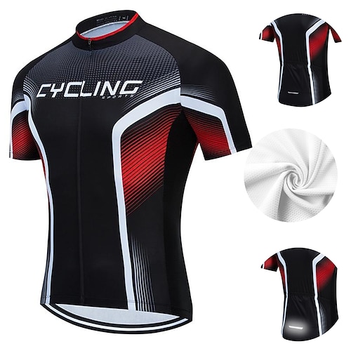 

21Grams Men's Cycling Jersey Short Sleeve Bike Jersey Top with 3 Rear Pockets Mountain Bike MTB Road Bike Cycling Breathable Quick Dry Moisture Wicking Soft Green Yellow Sky Blue Polka Dot Polyester