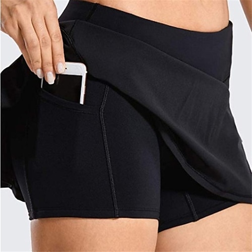 

Women's Tennis Skirts Yoga Shorts Yoga Skirt 2 in 1 Pleated Tummy Control Butt Lift Quick Dry High Waist Yoga Fitness Gym Workout Skort Bottoms White Black Gray Sports Activewear Stretchy Skinny