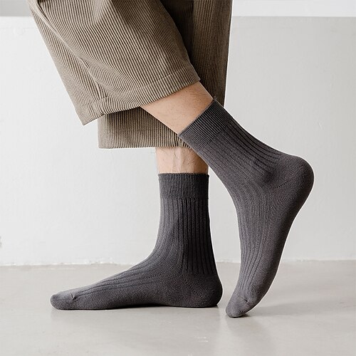 

Men's 3 Pairs Socks Sport Socks / Athletic Socks Casual Socks Fashion Comfort Cotton Solid Colored Medium Fall & Winter Black Army Green Khaki