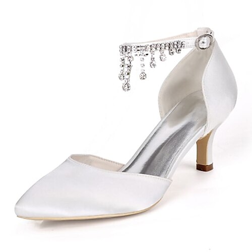 

Per donna scarpe da sposa Tacchi con cinturino alla caviglia Matrimonio Feste tacchi da sposa Scarpe da sposa Estate Con diamantini Nappa Tallone del gattino Appuntite Classico Raso Listino alla