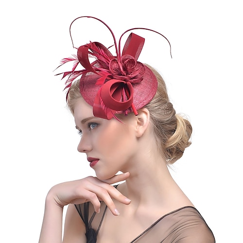 

Fascinators Hats Headwear Organza Polyester / Polyamide Bucket Hat Party / Evening Holiday Vintage Style With Feather Headpiece Headwear