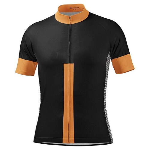 

21Grams Men's Cycling Jersey Short Sleeve Bike Top with 3 Rear Pockets Mountain Bike MTB Road Bike Cycling Breathable Quick Dry Moisture Wicking Reflective Strips Black Orange Color Block Polyester