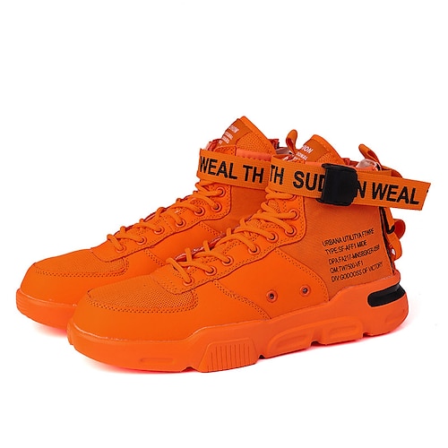 

Men's Sneakers Skate Shoes Casual Boots High Top Sneakers Business Athletic Basketball Shoes Fitness & Cross Training Shoes Faux Leather Tissage Volant Mid-Calf Boots Green Yellow Orange Color Block