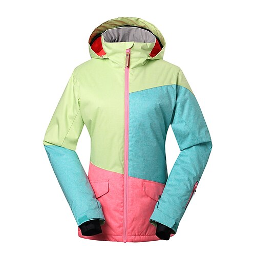 

GSOU SNOW Women's Ski Jacket Outdoor Winter Thermal Warm Waterproof Windproof Breathable Hooded Winter Jacket Top for Snowboarding Ski Mountain