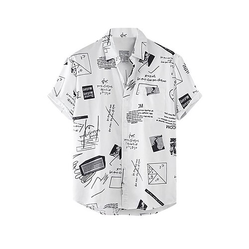 

Men's Shirt Graphic Shirt Geometric Turndown White Black Outdoor Street Short Sleeve Button-Down Clothing Apparel Fashion Designer Casual Classic / Summer / Summer