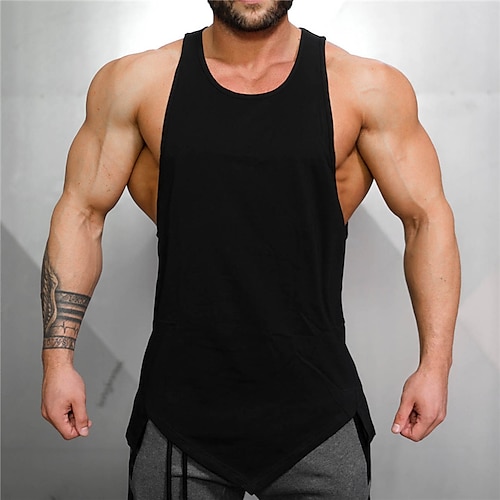 

Men's Tank Top Vest Undershirt Solid Color Crew Neck Red Gray White Black Casual Daily Sleeveless Clothing Apparel Cotton Sports Fashion Lightweight Big and Tall / Summer / Summer