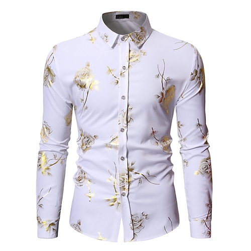 

Men's Shirt Floral Turndown Street Casual Button-Down Long Sleeve Tops Casual Fashion Classic Comfortable White Black Pink Summer Shirts Party Wedding