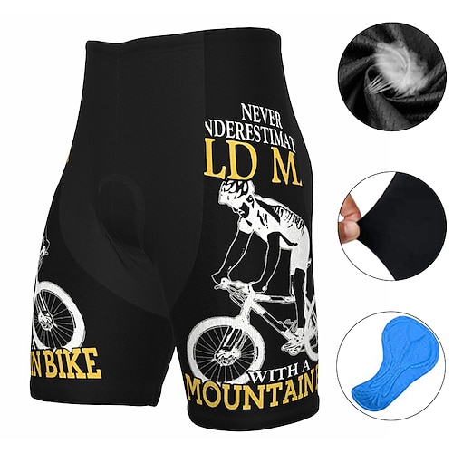 

21Grams Men's Bike Shorts Cycling Padded Shorts Bike Shorts Pants Mountain Bike MTB Road Bike Cycling Sports Graphic Old Man 3D Pad Cycling Breathable Quick Dry Black Polyester Spandex Clothing