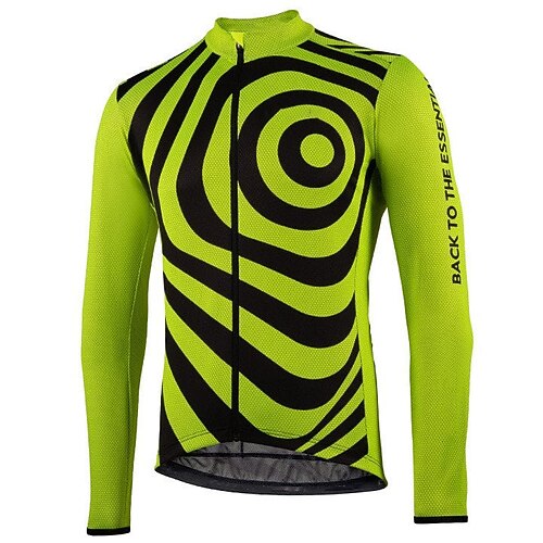 

21Grams Men's Cycling Jersey Long Sleeve Bike Top with 3 Rear Pockets Mountain Bike MTB Road Bike Cycling Breathable Quick Dry Moisture Wicking Reflective Strips Green Polyester Spandex Sports