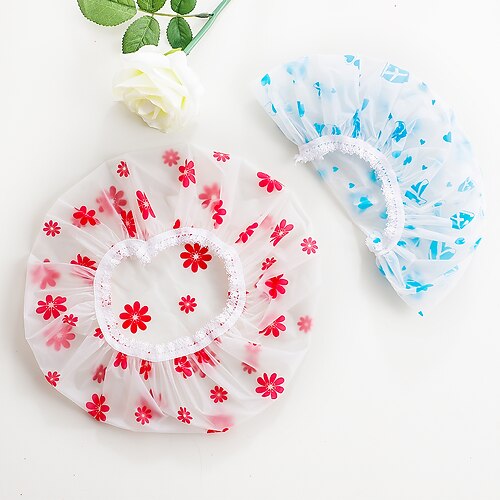 

2pcs Bath Women's Shower Cap Waterproof Dry Hair Cap Thickened Adult Hair Care Cap Shower Cap Two Children's Shower Cap With Lace