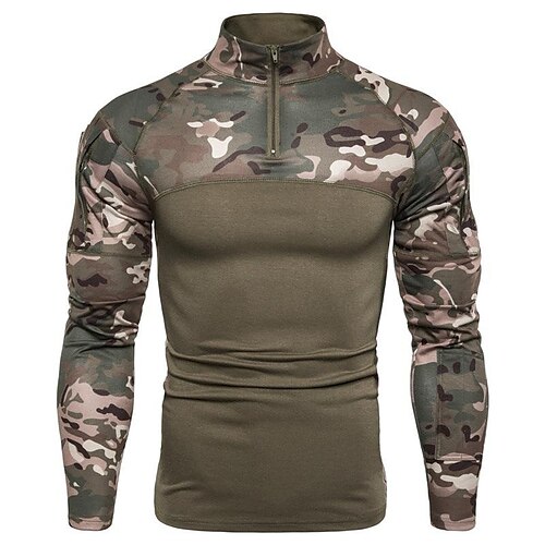 

Herre Trekking T-shirt Taktisk militærtrøje Langærmet Trøye Toppe Udendørs Åndbart Hurtigtørrende Letvægt Sommer Polyester Camping / Vandring / Grotteudforskning