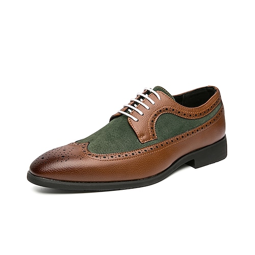 

Homme Oxfords Chaussures habillées Chaussures à carreaux de style britannique Grandes Tailles Chaussures bout d'aile Casual Britanique du quotidien Bureau et carrière Polyuréthane Noir Marron Bloc de