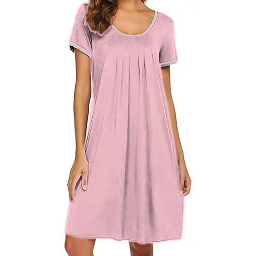 

Mulheres Vestido casual Vestido Esporte Vestido midi Preto Rosa Vinho Manga Curta Cor imaculada Franzido Primavera Verão Gola Redonda à moda Final de semana Ajuste Largo 2023 S M L XL XXL