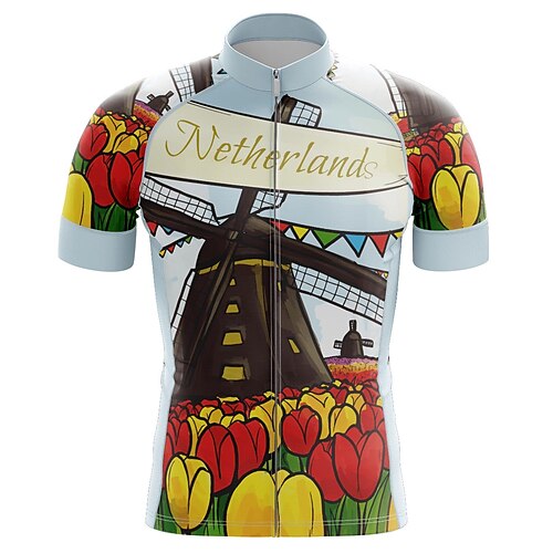 

21Grams Men's Cycling Jersey Short Sleeve Bike Top with 3 Rear Pockets Mountain Bike MTB Road Bike Cycling Breathable Quick Dry Moisture Wicking Reflective Strips Red Graphic Polyester Spandex Sports