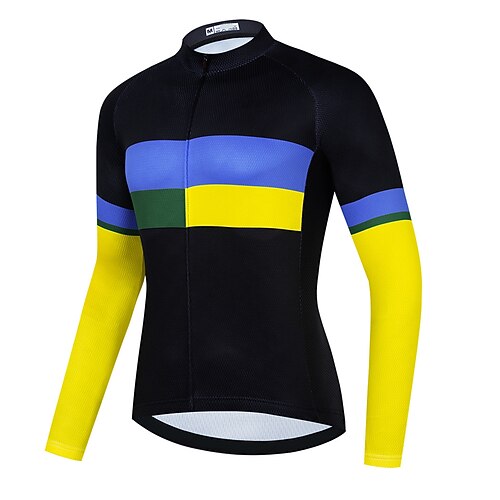

21Grams Men's Cycling Jersey Long Sleeve Bike Top with 3 Rear Pockets Mountain Bike MTB Road Bike Cycling Breathable Quick Dry Moisture Wicking Reflective Strips Black Polyester Spandex Sports
