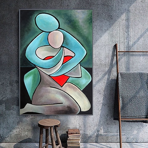 

Mintura Handmade Oil Painting On Canvas Wall Art Decoration Modern Abstract Figure Picture For Home Decor Rolled Frameless Unstretched Painting