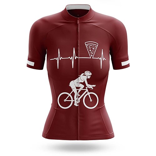 

21Grams Women's Cycling Jersey Short Sleeve Bike Top with 3 Rear Pockets Mountain Bike MTB Road Bike Cycling Breathable Quick Dry Moisture Wicking Reflective Strips Burgundy Graphic Polyester Spandex