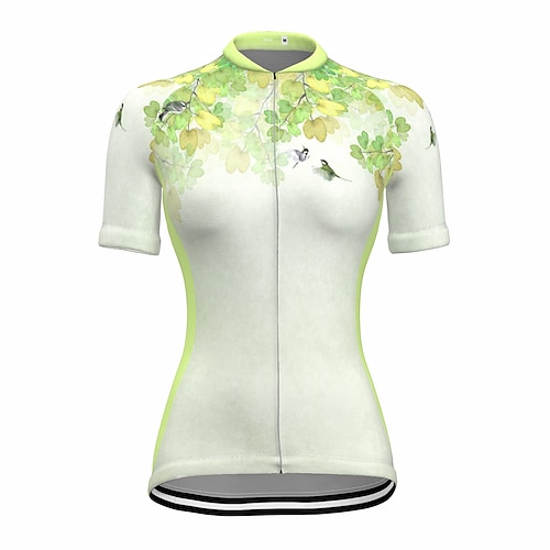 

21Grams Women's Cycling Jersey Short Sleeve Bike Top with 3 Rear Pockets Mountain Bike MTB Road Bike Cycling Breathable Quick Dry Moisture Wicking Reflective Strips White Floral Botanical Polyester