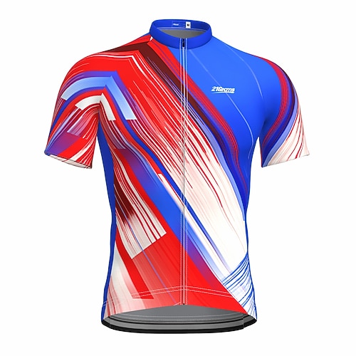 

21Grams Men's Cycling Jersey Short Sleeve Bike Top with 3 Rear Pockets Mountain Bike MTB Road Bike Cycling Breathable Quick Dry Moisture Wicking Reflective Strips Blue Polyester Spandex Sports