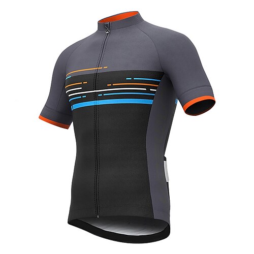 

21Grams Men's Cycling Jersey Short Sleeve Bike Top with 3 Rear Pockets Mountain Bike MTB Road Bike Cycling Breathable Quick Dry Moisture Wicking Reflective Strips Grey Polyester Spandex Sports