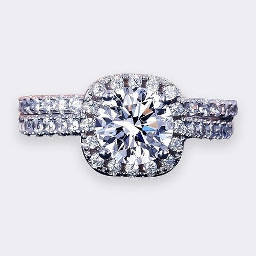 

fashion square inlaid zircon ring style popular ladies hand jewelry