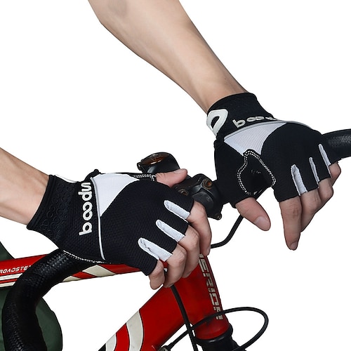 

BOODUN Bike Gloves Cycling Gloves Fingerless Gloves Windproof Warm Breathable Quick Dry Sports Gloves Mountain Bike MTB Outdoor Exercise Cycling / Bike Lycra Silicone Gel Green Red Blue for Adults'