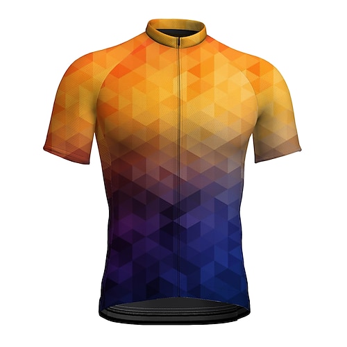 

21Grams Men's Cycling Jersey Short Sleeve Bike Top with 3 Rear Pockets Mountain Bike MTB Road Bike Cycling Breathable Quick Dry Moisture Wicking Reflective Strips Green Purple Yellow Polyester Spandex