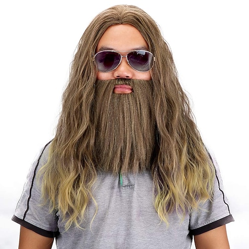 

Cosplay Costume Wig Wavy Middle Part Wig One Color Synthetic Hair Men's Black