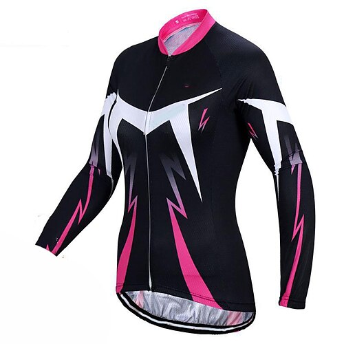 

21Grams Women's Cycling Jersey Long Sleeve Bike Top with 3 Rear Pockets Mountain Bike MTB Road Bike Cycling Warm Moisture Wicking Reflective Strips Back Pocket Black Polyester Spandex Sports Clothing