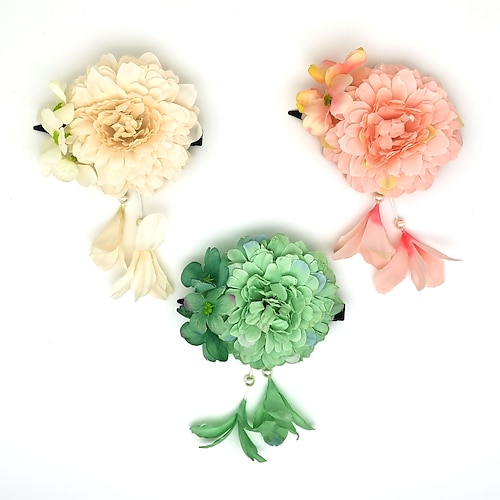 

Yukata Festival Hair Accessories Silk Flower Hairpins and Wind Headdress Handmade Imitation Flower Pendant Pearl Kimono Accessories
